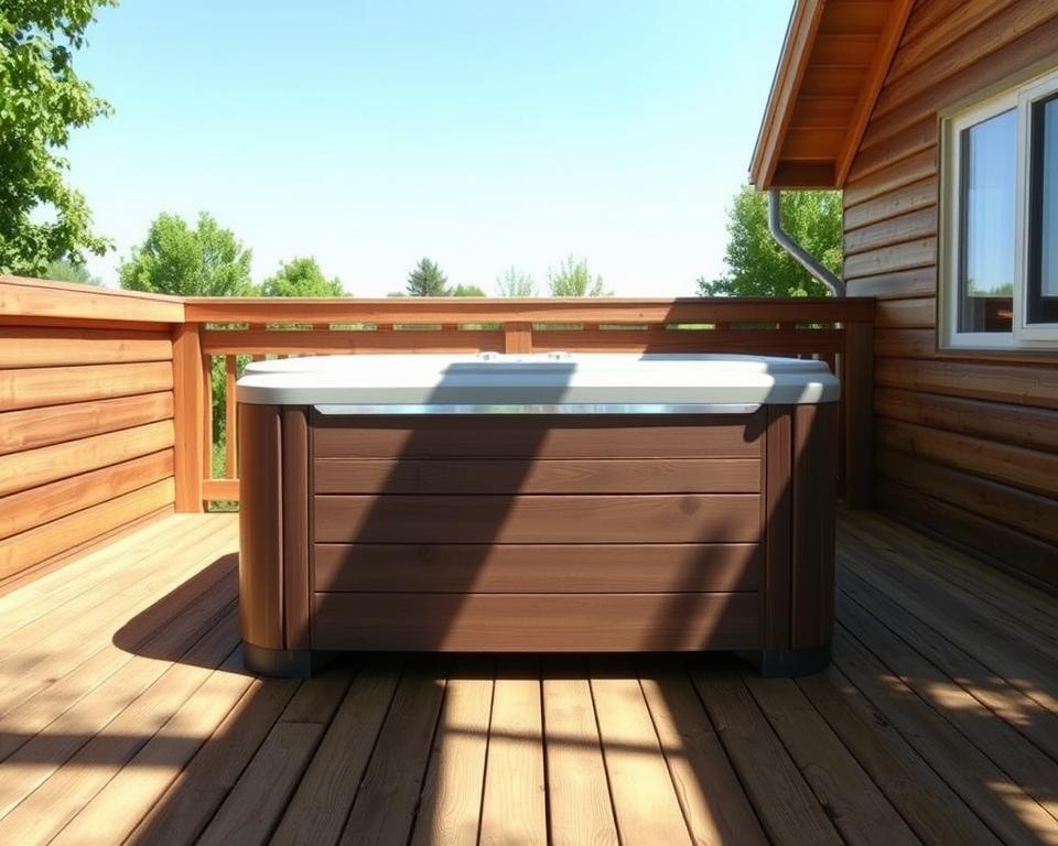 Hot Tub auf Holzterrasse Konstruktion
